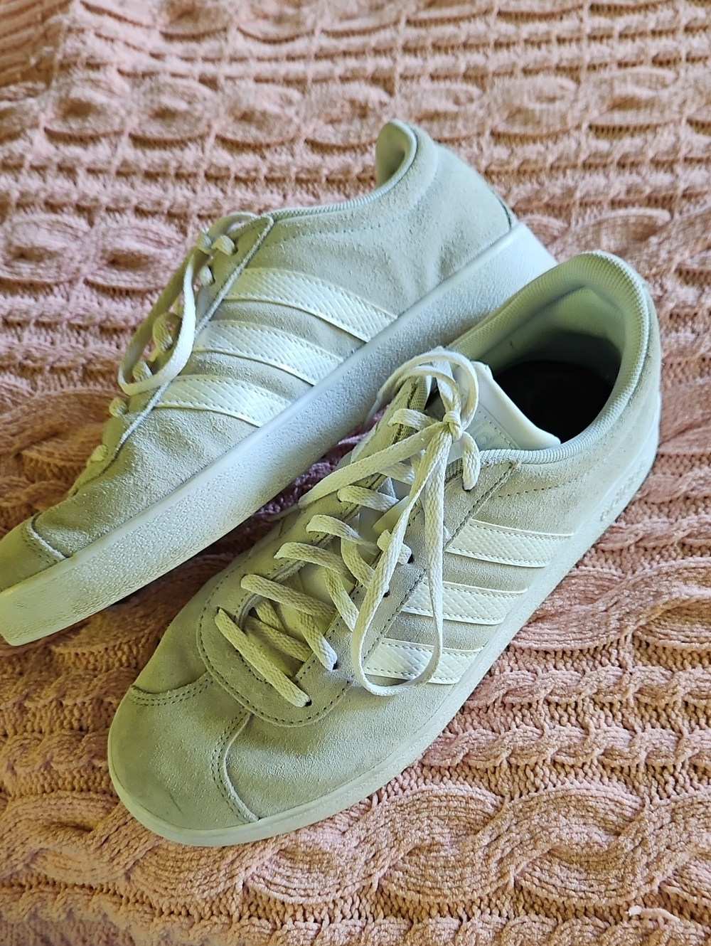Adidas Men Gray/Light Light Sage Suede Sneakers 9 1/2